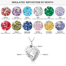 Load image into Gallery viewer, Personalized Baby Feet Necklace with Birthstone