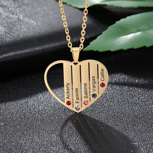 Personalized Heart Necklace with Birthstones