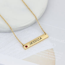 Load image into Gallery viewer, Personalized Bar Necklace with Birthstone