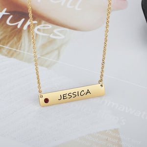 Personalized Bar Necklace with Birthstone